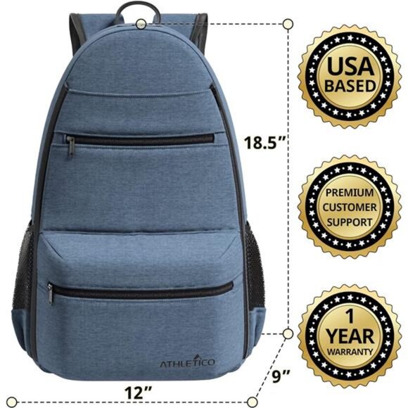 Tennis Bag - Tennis Backpack for Men & Women Holds 2 Tennis Rackets and Shoes - Picture 5 of 7